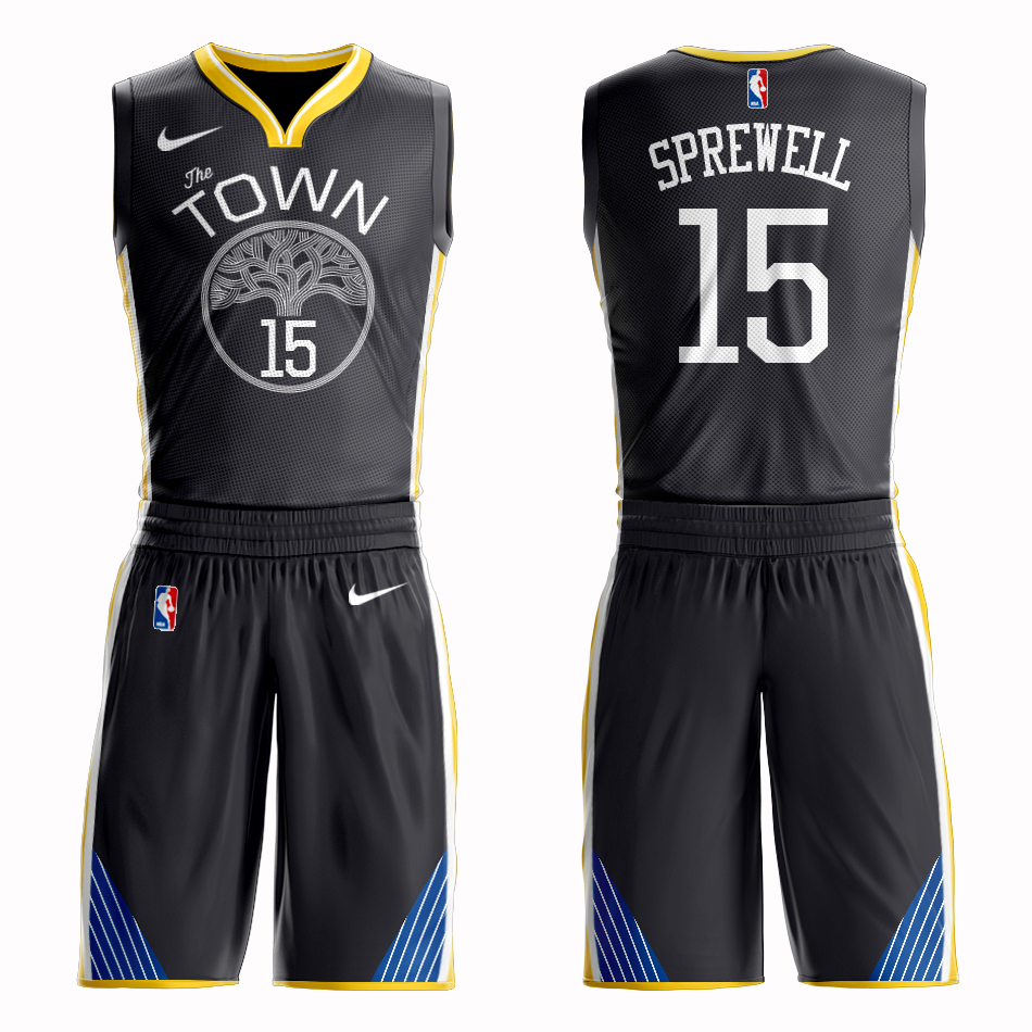 Men 2019 NBA Nike Golden State Warriors 15 black Customized jersey
